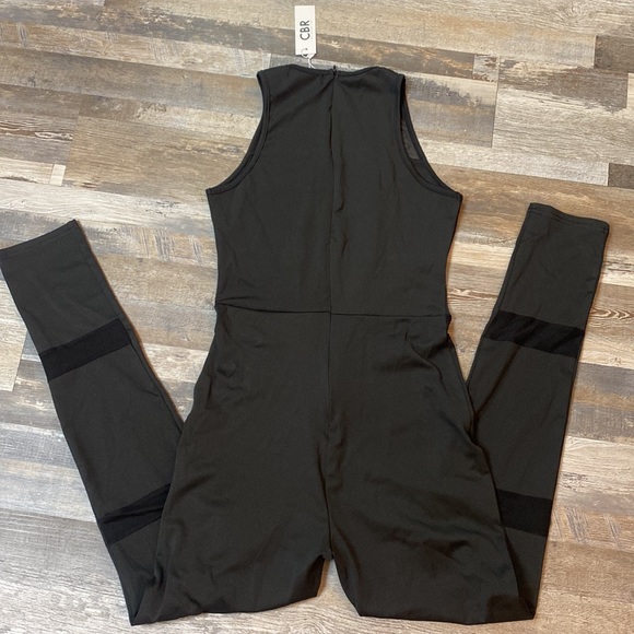 CBR black stretch jumpsuit size S-M NWT Back Zip Closure Mesh Details Curve - Picture 7 of 16